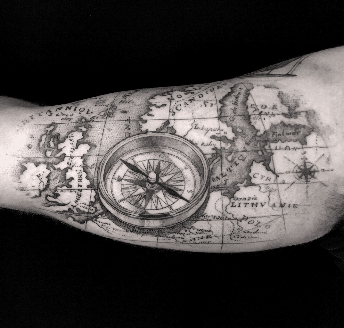 49 Funky Map Tattoos On Shoulder  Tattoo Designs  TattoosBagcom