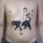 Tattoo by Anny aka Krause Tattoos #Anny #KrauseTattoos #torsotattoos #torso #blackwork #panther #cat #junglecat #lady #pinup #catlady