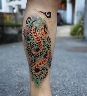 Dragon tattoo by Pitta Kkm #Pittakkm #dragon #cloud #japaneseinspired #koreantattooartist