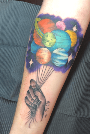Personal meaning. #planets #space #balloons #tattoo AFTE #AFineTattooEstablishment 