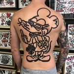 Tattoo by Matt Andersson #MattAndersson #torsotattoos #torso #blackwork #linework #mickeymouse #disney #flowers #funny