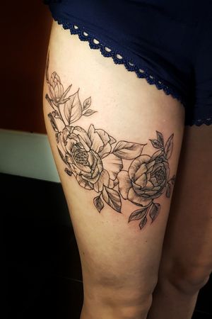 Peonies with stippling 