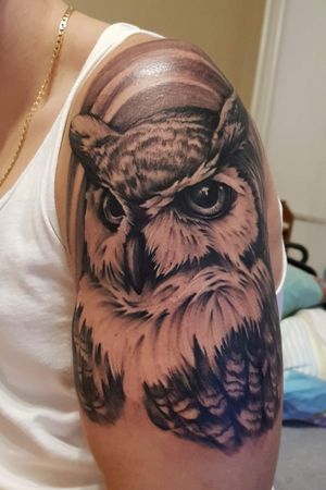 #owl #animal #firsttattoo #happy #realistic #shoulder