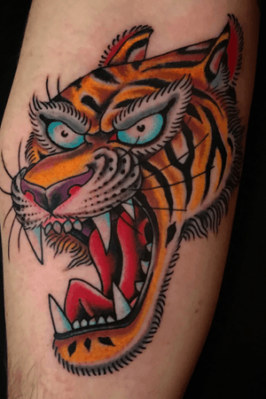 #tigertattoo at hot stuff tattoo, asheville, NC.