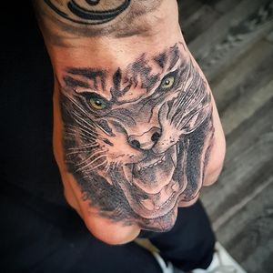 Tiger hand tattoo My work 