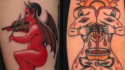 Tattoo on the left by JS Klegka and tattoo on the right by Ryan Shaffer #JSKlegka #RyanShaffer #besttattoos #best