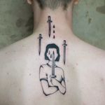 Tattoo by Anny aka Krause Tattoo #Anny #Krausetattoo #besttattoos #best #blackwork #ladyhead #illustrative #dagger #sword #blood #tear #portrait
