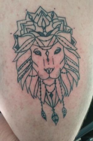 Lion outline Arm tattoo