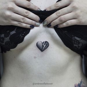Handpoke. Broken heart.#tattoo #blacktattoo #handpoketattoo #ink #handpoked #painful #brokenhearttattoo #andrewxtattooer #dotworktattoos #smalltattoos 
