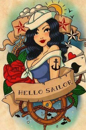 Sailor, rose, cards, anchor
