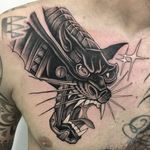 Tattoo by Gabriele Cardosi #GabrieleCardosi #blackpanthertattoos #blackpanther #junglecat #cat #blackandgrey #biomechanical #scifi #robot #stars