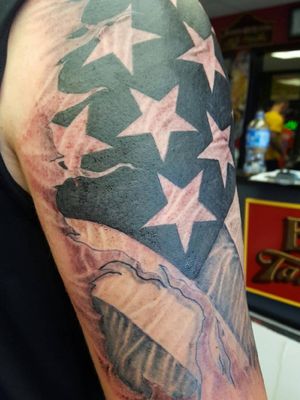 Back when it was new and shiny a few years back. Black and Gray American Flag skin tear. #blackandgray #americanflag #skintear