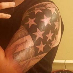 Another angle of my tat.#blackandgray #americanflag  #skintear 