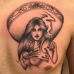 Tatuaje de Javier DeLuna Diseño de Chuco Moreno #JavierDeLuna #ChucoMoreno #Chicanotattoos #Chicano #Chicanostyle #Chicanx #sombrero #lady #ladyhead #retrato