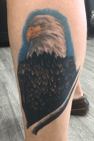 Bald eagle as his first tattoo 