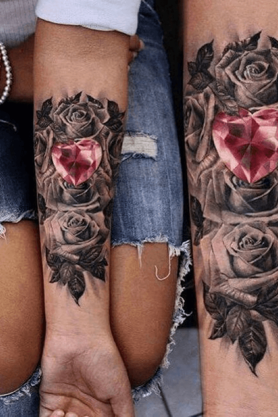 Tattoo uploaded by sweetnfiit  Going to be tying in my diamond and roses  similar to this flower rose blackandgrey diamond color arm  girlswithtattoos  Tattoodo