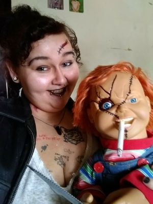 I've got lots of tattoos and I'm obsessed with my Chucky 😜😜😜