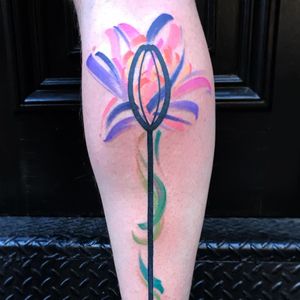 Tattoo by Mattia Mambo #MattiaMambo #watercolortattoo #watercolor #painterly #fineart #painting #color #tulip #flowers #floral #leaves #nature