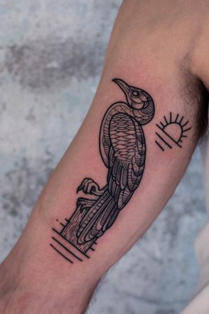 Birdie by MikeHo#tattoo #copenhagen #København #BlackworkTattoos #fineline #birdtattoo 