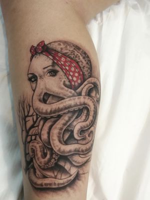Octopus tattoo black and gray