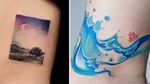 Tattoo on the left by Haeny and tattoo on the right by Zihee #Haeny #Zihee #watercolortattoo #watercolor #painterly #fineart #painting #color