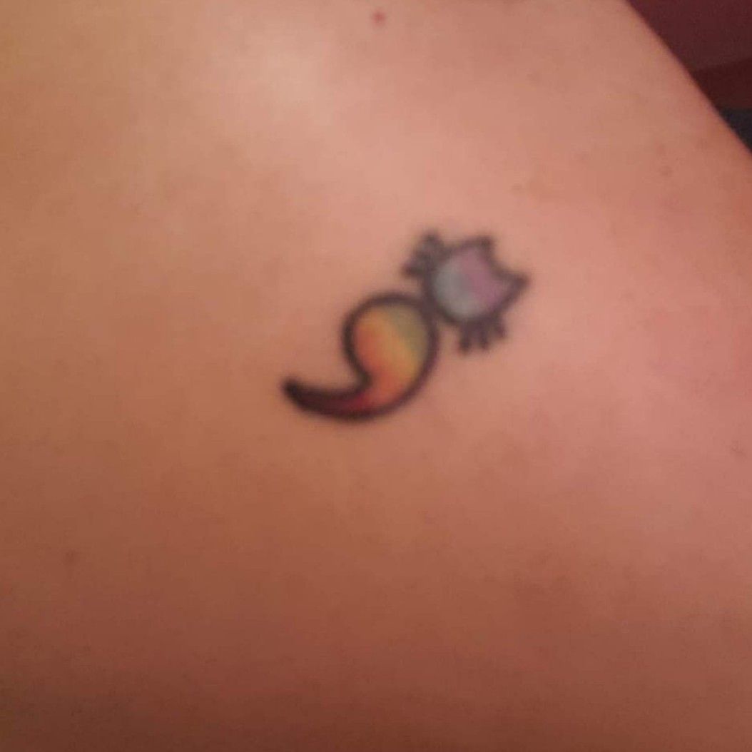 My Semi colon cat semikitty  absolutely in love with my new tattoo small  and cute but means so much to me   Semicolon tattoo Bubble tattoo  Stylist tattoos