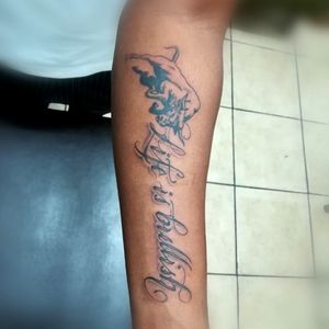 Bullscript!!! Designed and inKed by K #tattoo #ink #tatttoos #worldfamousink #eikondevice #greenmonster #tattooaddictsouthafrica #gunwax #thelightningstation #tam #tattoodo #bull #script #blackandgreytattoo 