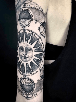 Lunar & Solar Cycles #blackandgrey #sun #moon #solarsystem #inked #tattooartist #ladytattooers #LAET #femaletattooartist #inked 