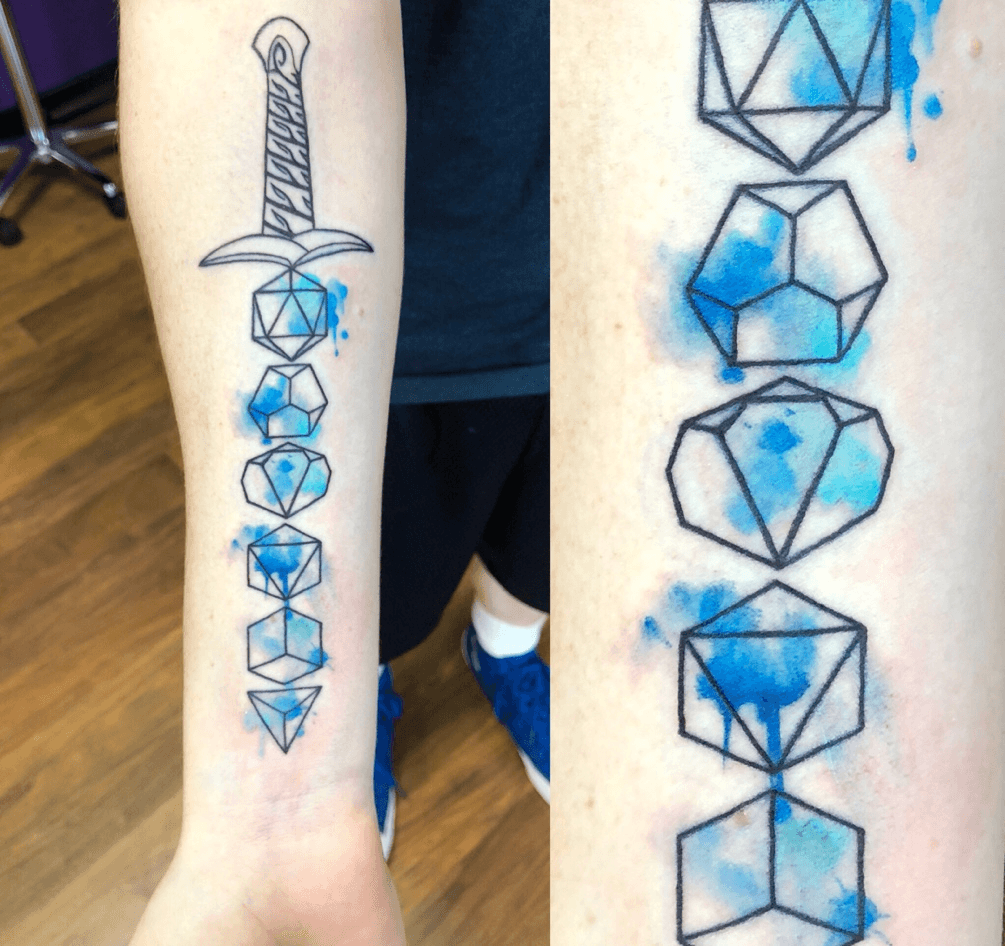 DD Dice Sword With the master sword from LOZ as the hilt by Lucky  Matthews at Fat Rams Pumpkin Tattoo in Boston MA  rtattoos