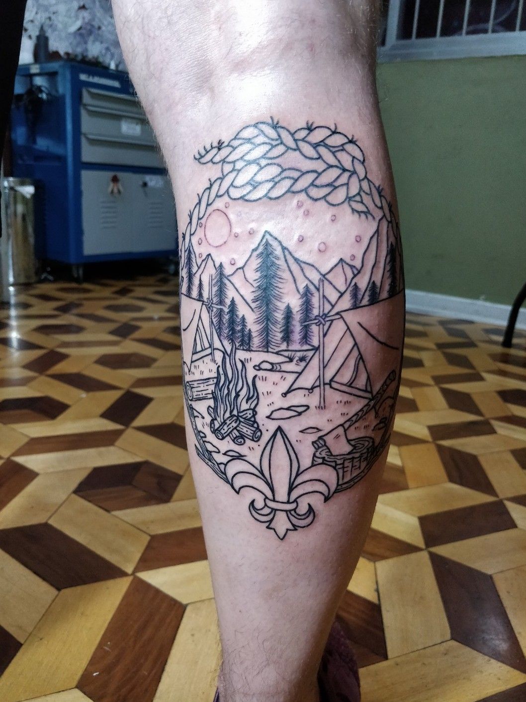 Tattoo uploaded by Henrique Ortolan  Now finished My Boy Scout themed  tattoo scout camping nature  Tattoodo