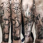 Pirates map and compass tattoo