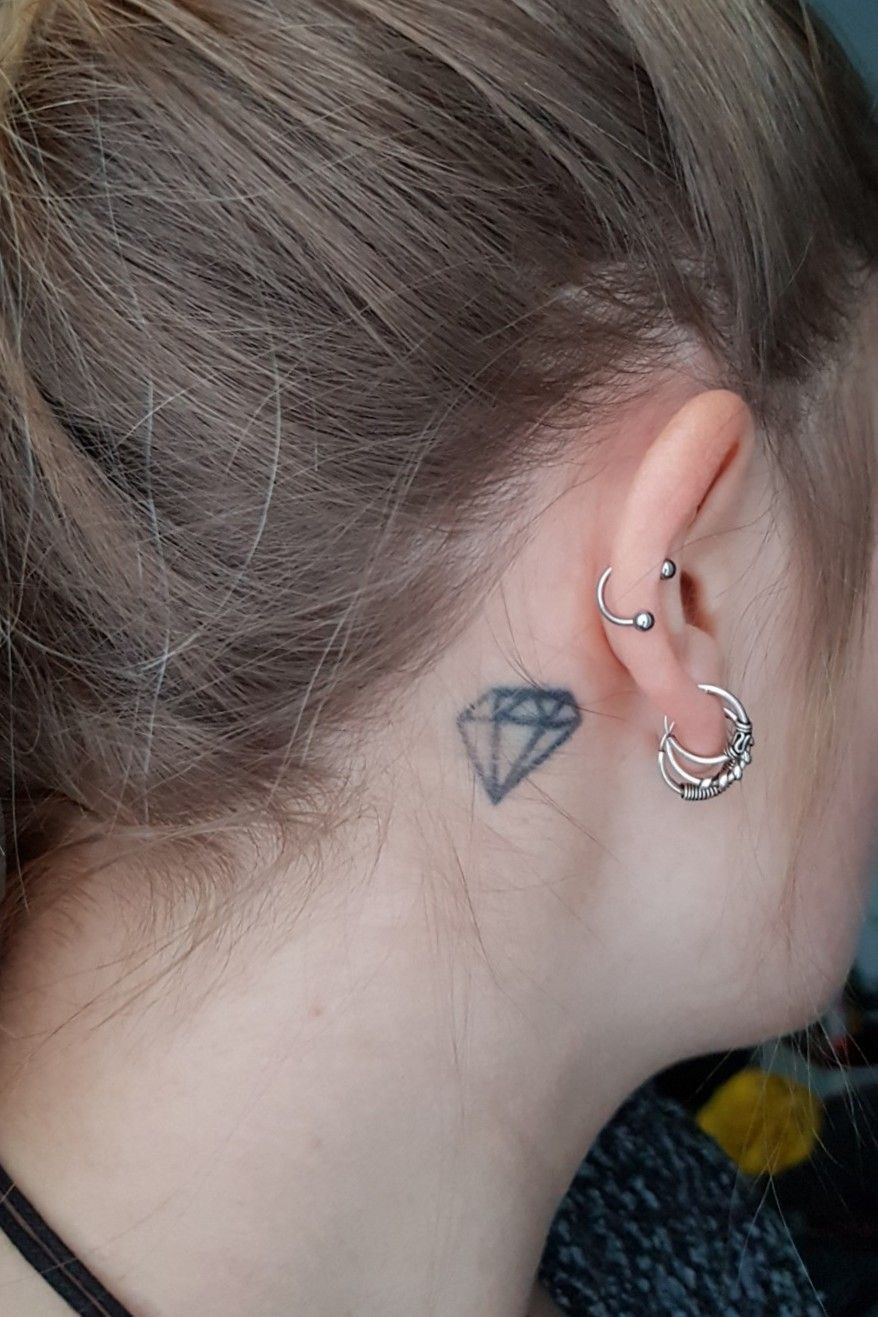 diamonds  Diamond tattoo designs Diamond tattoos Behind ear tattoos