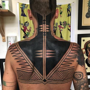 Tattoo by Haivarasly #Haivarasly #tribaltattoos #tribaltattooing #tribal #ancient #blackwork #pattern #linework #dotwork #shapes #abstract