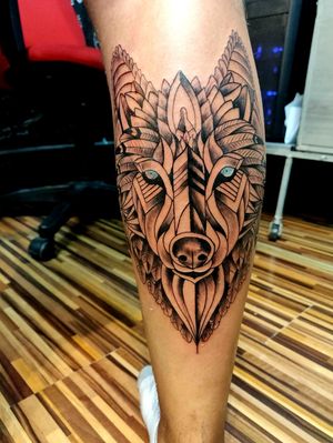 Wolf design by psydrian made into tattoo