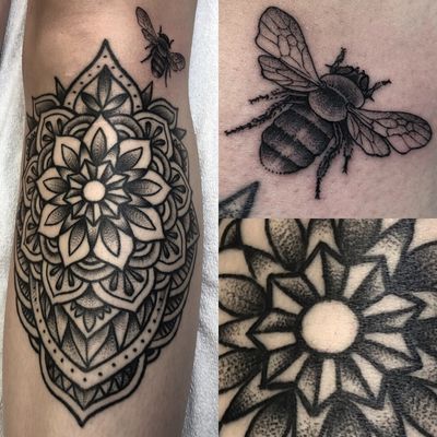 #tattoooftheday #beesknees #tattoo #mandala #blackwork #ink #healed 