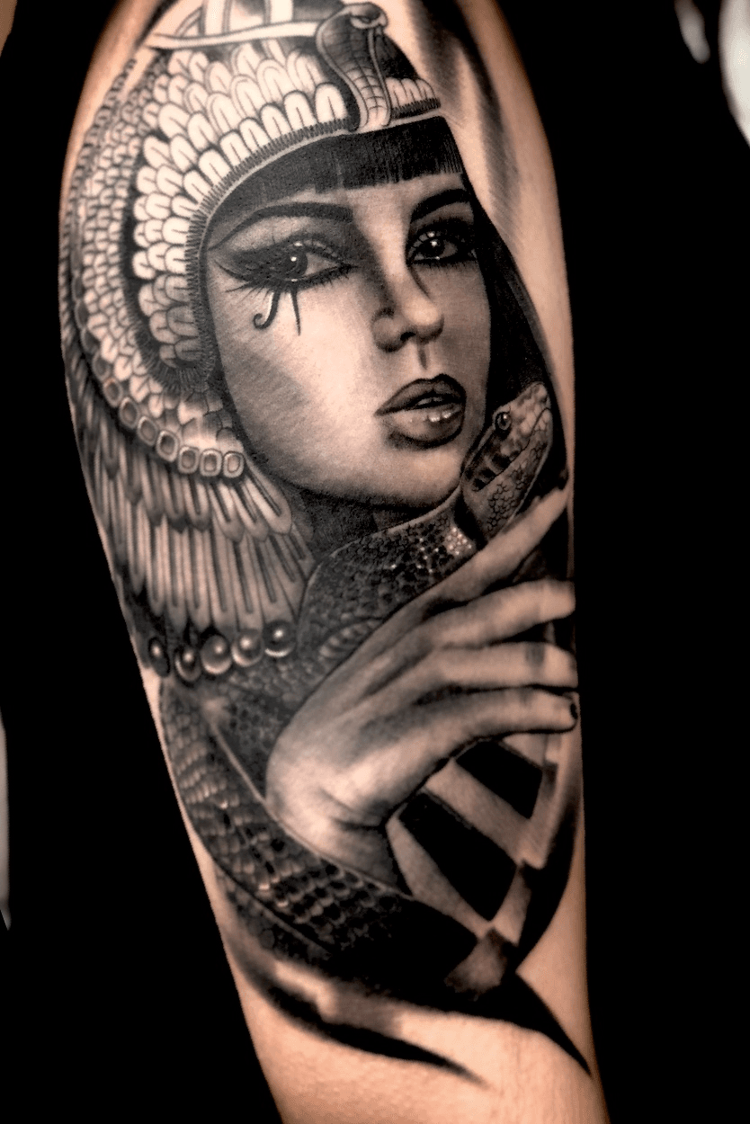 prompthunt tattoo design stencil beautiful cleopatra girls face roses  and ivy surrounding by artgerm artgerm cat girl anime