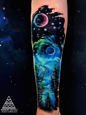 Space Forest  by inkport tattoo -  @inkporttattoo                                                                        #Москва #moscowtattoo  #space #tattooartist #акварельтату #moscow #watercolor #woods #usa  #tattoomoscow #tattoo #forest #татуировка #watercolortattoo inkporttattoo #inkporttattoo  #msk #татумастер  #dotworktattoo #тату #watercolortattoos #abstract #abstracttattoo #europe  moscow watercolortattoo USA Europe watercolortattooartist watercolortattoo