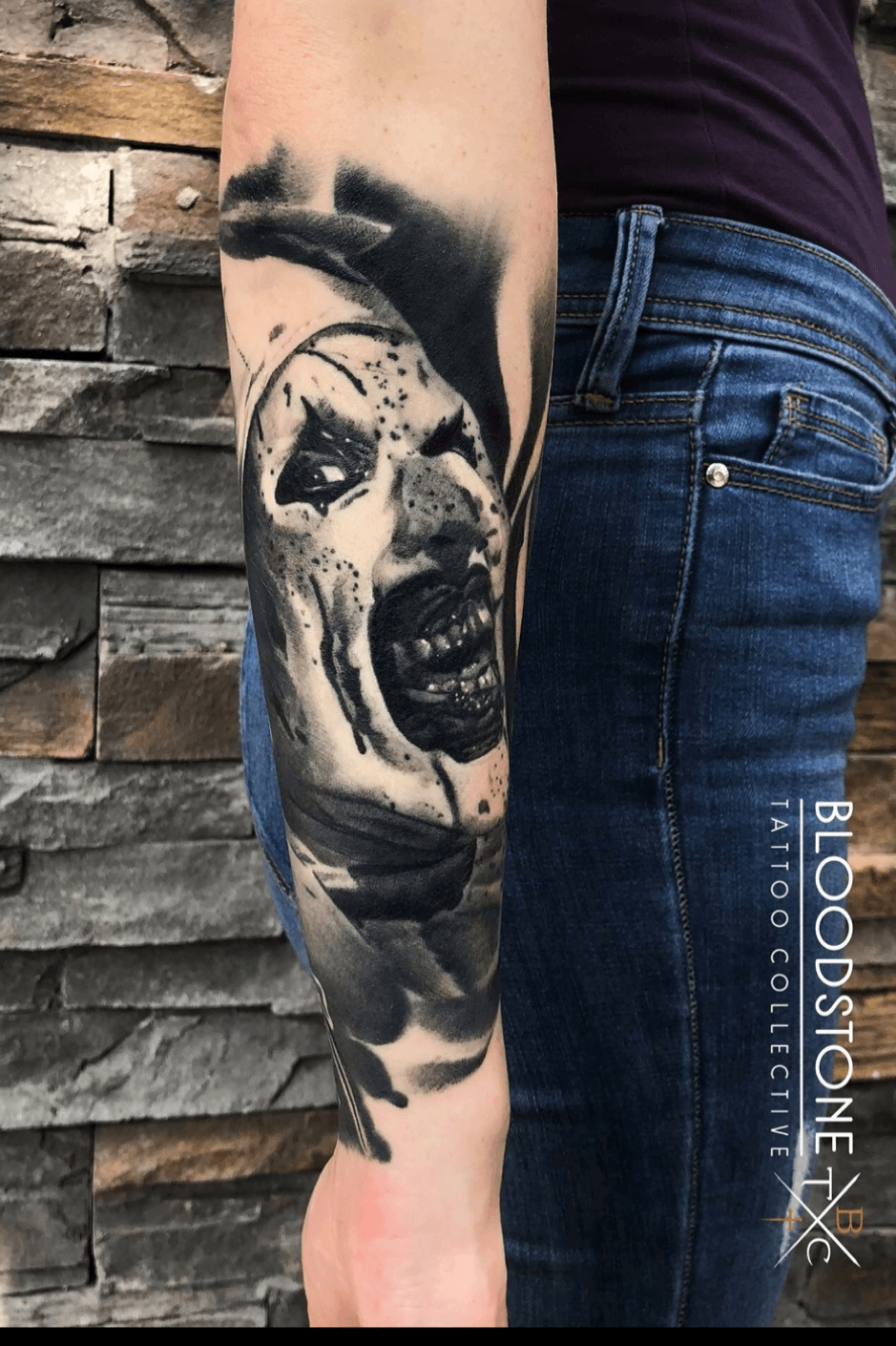 Arm Clown IT Tattoo by Sacred Art Tattoo