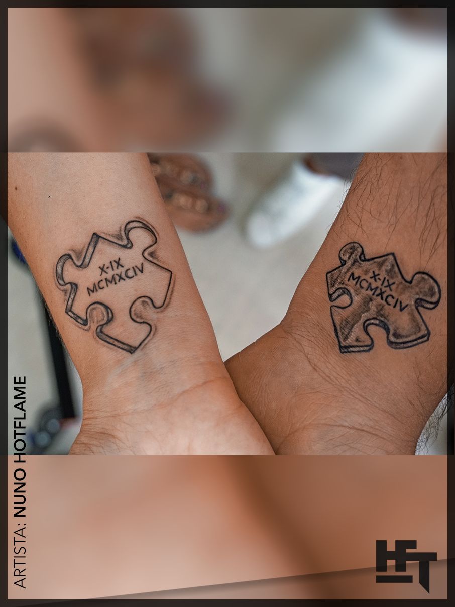 Jigsaw Puzzle Piece  Heart Matching Couple Tattoo  FMagcom