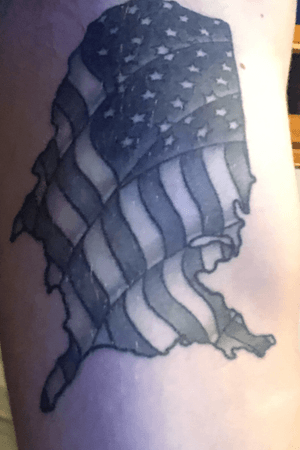 Usa flag in usa outlines done in LA unbreakable tattoo. 