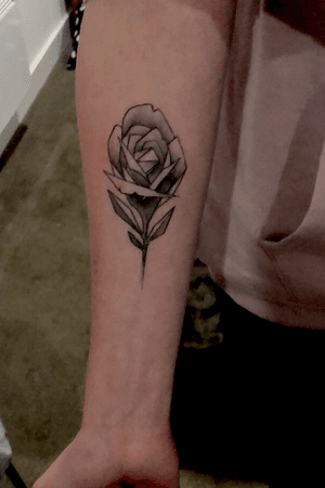 First tattoo #numberone #flower #line #shade #siblingtattoo #rose #geometric 