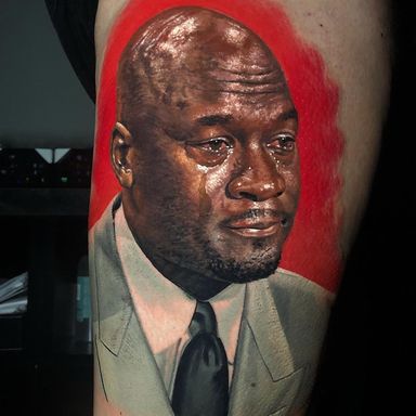 Tattoo by Steve Butcher #SteveButcher #realismtattoos #hyperrealismtattoos #realism #hyperrealism #realistic #MichaelJordan #portrait #tears #basketball