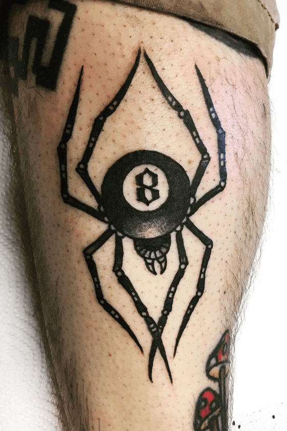 Tattoo uploaded by Zac Butler  My awesome 8 ball spider walk in  Tattoodo