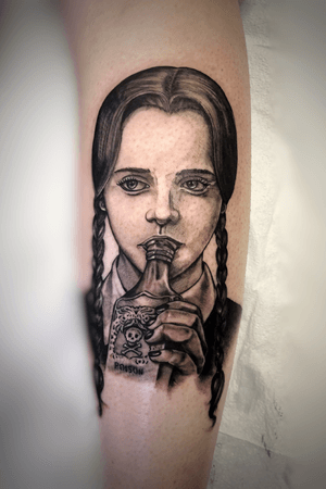 Wednesday addams black and grey portrait, bng