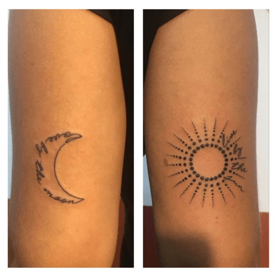 Tattoo uploaded by V  Freehand sketchy crescent moon around the elbow  blackwork chaotic dark evil freehand moon crescentmoon black   Tattoodo