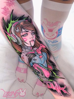 Tattoo by Brando Chiesa #BrandoChiesa #pastelgore #color #anime #manga #Japanese #illustrative #babe #pinup #nintendo #gamer #robot #scifi