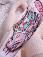 Tattoo by Brando Chiesa #BrandoChiesa #pastelgore #color #anime #manga #Japanese #illustrative #Haku #Chihiro #SpiritedAway NoFace #cherryblossoms #magic #Studioghibli
