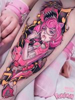 Tattoo by Brando Chiesa #BrandoChiesa #pastelgore #color #anime #manga #Japanese #illustrative #karaoke #pokemon #jigglypuff #music #cute