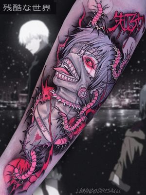 Tattoo uploaded by Brando Chiesa • Tattoo by Brando Chiesa #BrandoChiesa # pastelgore #color #anime #manga #Japanese #illustrative #centipede #demon  #skull • Tattoodo