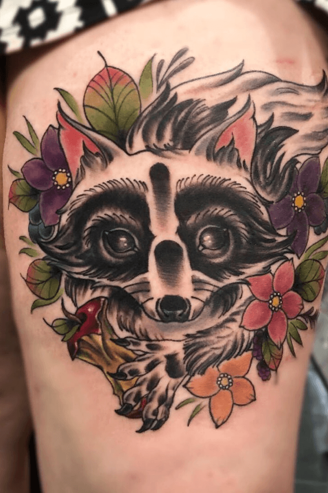 Coffee sipping Panda tattoo by Nate Leslie TattooNOW